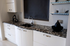 Marinace Nero worktop maks an ideal contrast for these white base units.